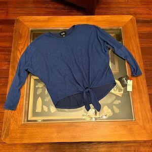 NEW By & By X-Small Cobalt Blue Top Tie Front NEW